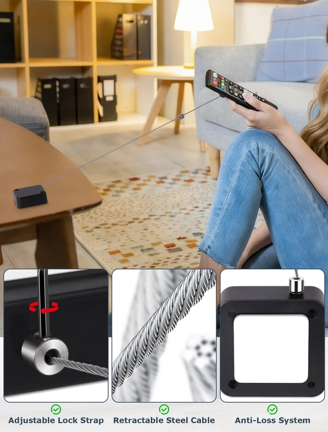 Alt view image 4 of 7 - Retractable Remote Control Tether, 6.5 Ft Security Lanyard, 4 Pack 6.5 Ft Retractable Cable, Adjustable Length, Strong Clasp Lock, Protects TV Remote Control, Tablets & Controllers