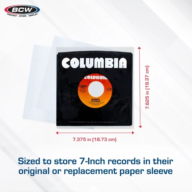 Alt view image 3 of 6 - 45 RPM Vinyl Record Sleeves, 2 Mil Polypropylene, Clear, 200 Count Archival polypropylene sleeves fit standard 7-inch 45 RPM singles in original jackets for clear storage and protection