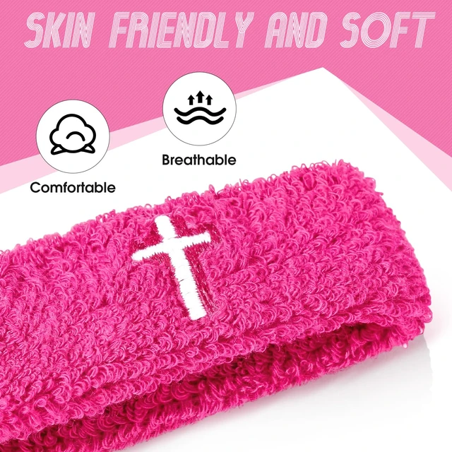 Alt view image 3 of 7 - Cross Bicep & Wrist Bands Absorbent Sweatband Set Christian, Breathable Soft Cotton, Wristbands Armbands for Football Baseball Players Sports Accessories, Men and Women