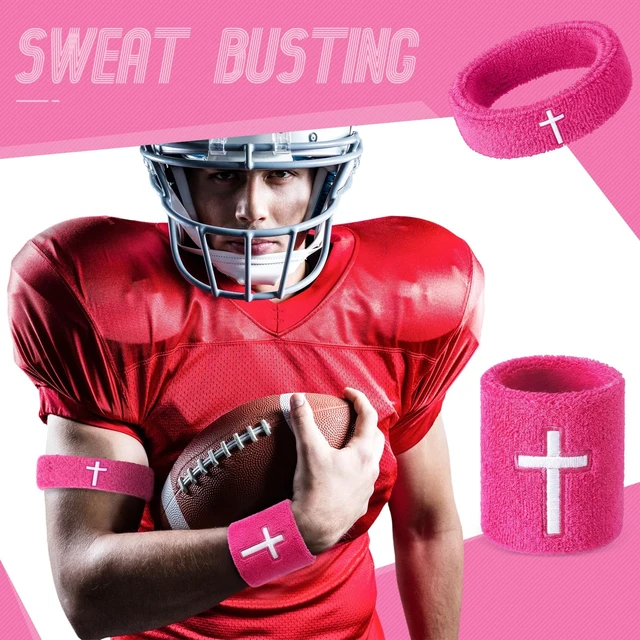 Alt view image 6 of 7 - Cross Bicep & Wrist Bands Absorbent Sweatband Set Christian, Breathable Soft Cotton, Wristbands Armbands for Football Baseball Players Sports Accessories, Men and Women