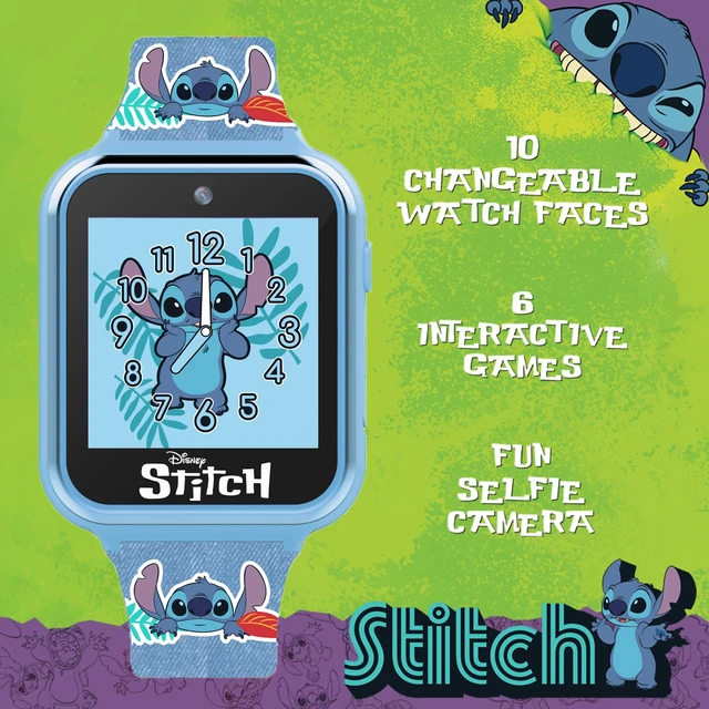 Alt view image 6 of 7 - Disney Stitch Kids Smart Watch with 10 Customizable Faces, Camera, Voice Recorder, Calculator, and Step Counter Touchscreen Interactive Watch for Kids Blue Silicone Strap