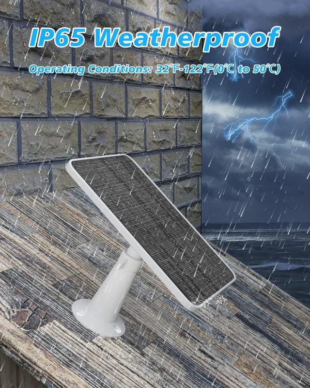 Alt view image 4 of 7 - Solar Panel Charger Compatible with Arlo Pro 5S/Pro 4/Pro 3/Pro 3 Floodlight/Ultra/Ultra 2 Camera, 6V 4.5W Solar Panels Charging IP65 Weatherproof w/ 9.8ft Charging Cable Adjustable Wall Mount, 2 Pack