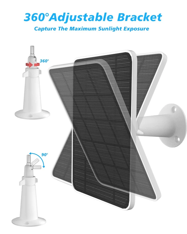 Alt view image 6 of 7 - Solar Panel Charger Compatible with Arlo Pro 5S/Pro 4/Pro 3/Pro 3 Floodlight/Ultra/Ultra 2 Camera, 6V 4.5W Solar Panels Charging IP65 Weatherproof w/ 9.8ft Charging Cable Adjustable Wall Mount, 2 Pack