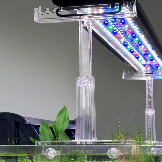 Main image of Aquarium Light Holder Adjustable, Clear Acrylic Fish Tank LED Light Riser Stand Aquarium Lamp Brackets Kit 2pcs Transparent Support for Width 2.34-4.7 Inches Light with Extendable Bracket