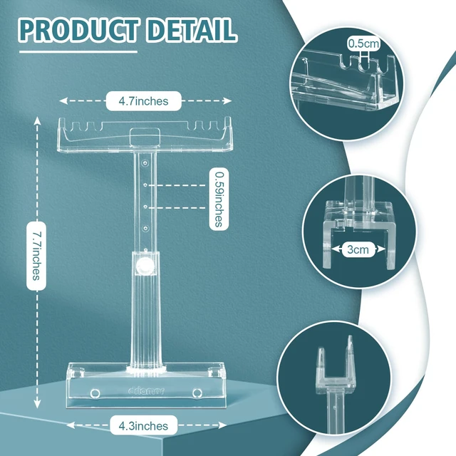 Alt view image 2 of 6 - Aquarium Light Holder Adjustable, Clear Acrylic Fish Tank LED Light Riser Stand Aquarium Lamp Brackets Kit 2pcs Transparent Support for Width 2.34-4.7 Inches Light with Extendable Bracket