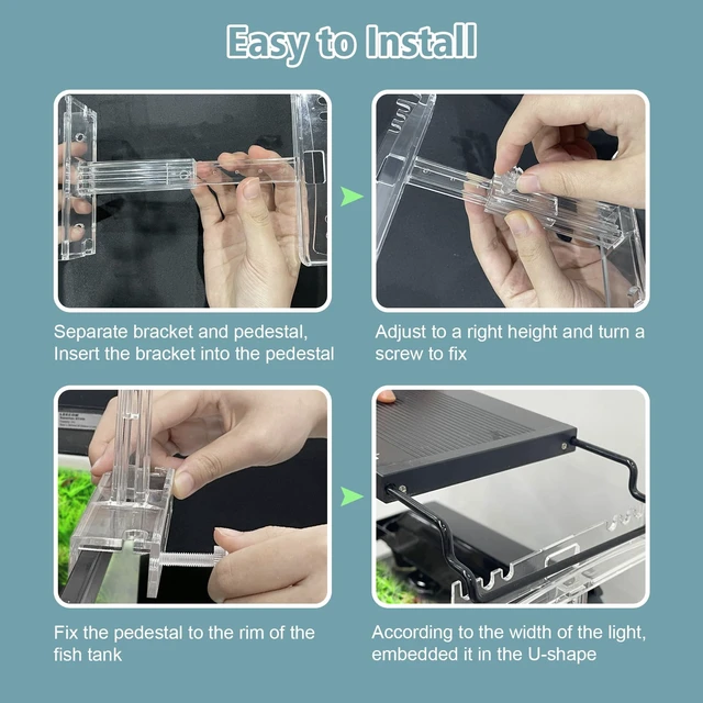 Alt view image 4 of 6 - Aquarium Light Holder Adjustable, Clear Acrylic Fish Tank LED Light Riser Stand Aquarium Lamp Brackets Kit 2pcs Transparent Support for Width 2.34-4.7 Inches Light with Extendable Bracket