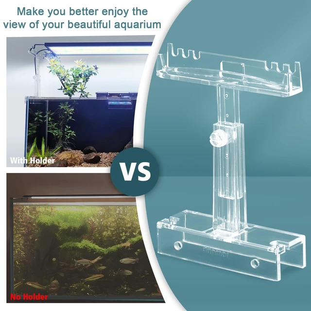 Alt view image 3 of 6 - Aquarium Light Holder Adjustable, Clear Acrylic Fish Tank LED Light Riser Stand Aquarium Lamp Brackets Kit 2pcs Transparent Support for Width 2.34-4.7 Inches Light with Extendable Bracket