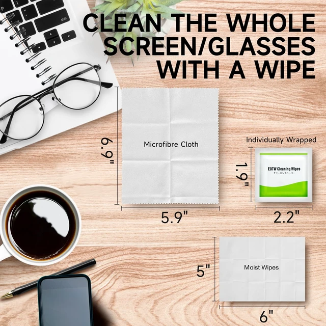 Alt view image 7 of 7 - Lens Wipes for Eyeglasses, Computer Glasses Cleaner Wipes - Pre-moistened, Individually Wrapped, Pack of 240