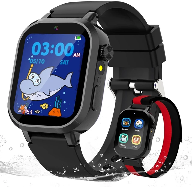 Main image of Kids Waterproof Smart Watch Boys Gift Age 3-12 with 39 Game HD Touch Screen Music Player Video Camera Pedometer Alarm Clock Birthday Gift for 6 7 8 9 Year Olds Black