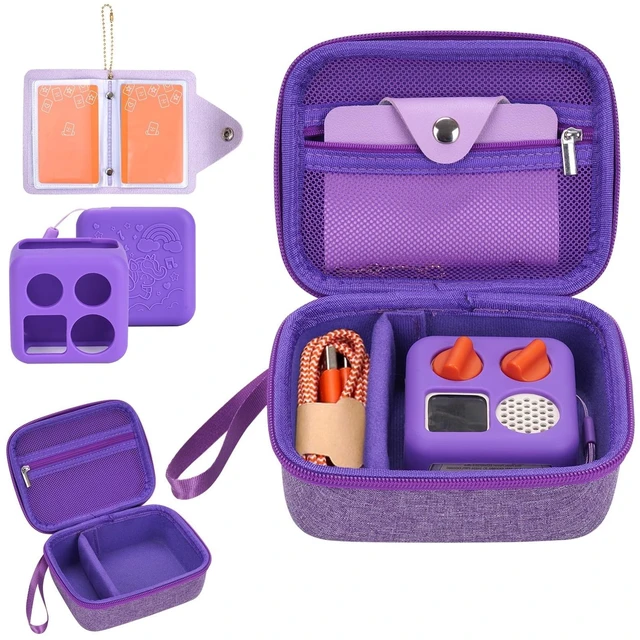 Main image of Hard Case and Silicone Cover for Yoto Mini Player, Kids Audio Music Accessory with Card Case Holder for up to 10 Cards (Purple)