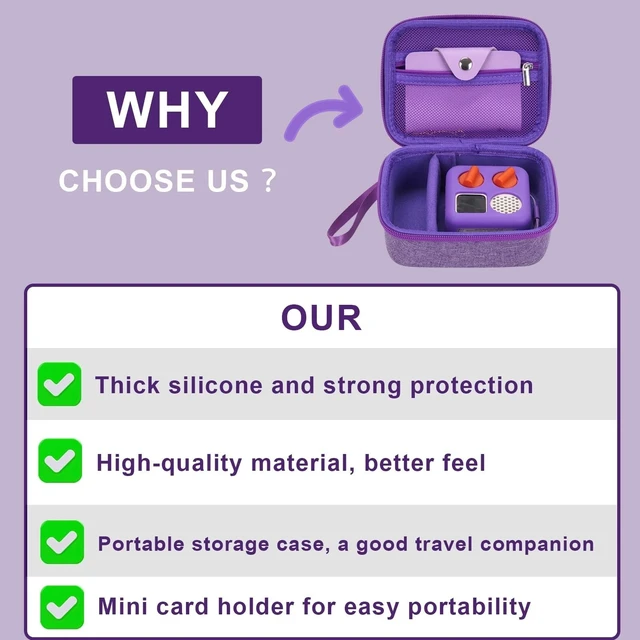 Alt view image 3 of 7 - Hard Case and Silicone Cover for Yoto Mini Player, Kids Audio Music Accessory with Card Case Holder for up to 10 Cards (Purple)