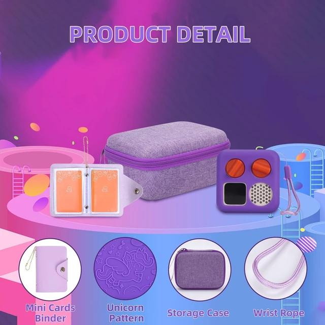 Alt view image 4 of 7 - Hard Case and Silicone Cover for Yoto Mini Player, Kids Audio Music Accessory with Card Case Holder for up to 10 Cards (Purple)