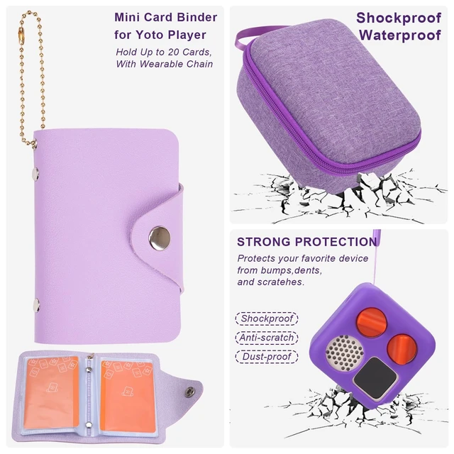 Alt view image 5 of 7 - Hard Case and Silicone Cover for Yoto Mini Player, Kids Audio Music Accessory with Card Case Holder for up to 10 Cards (Purple)