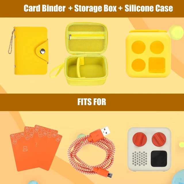 Alt view image 2 of 7 - Hard Case and Silicone Cover for Yoto Mini Player, Kids Audio Music Accessory with Card Case Holder for up to 10 Cards (Yellow)