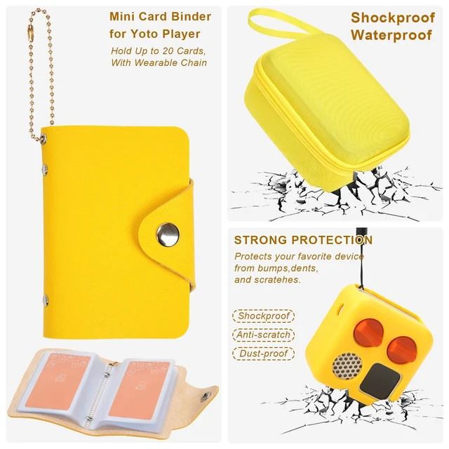 Alt view image 5 of 7 - Hard Case and Silicone Cover for Yoto Mini Player, Kids Audio Music Accessory with Card Case Holder for up to 10 Cards (Yellow)