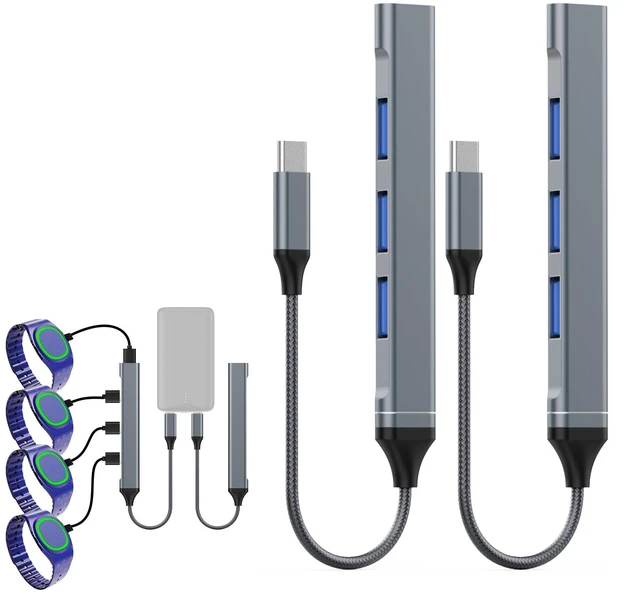 Main image of Charging Hub USB C 2PCS for MagicBand+ Plus Magic Band, 4-in-1 Multicharger Compatible with MagicBand Plus Official & Replacement Chargers, Disneyland Accessories Disney-World Essentials