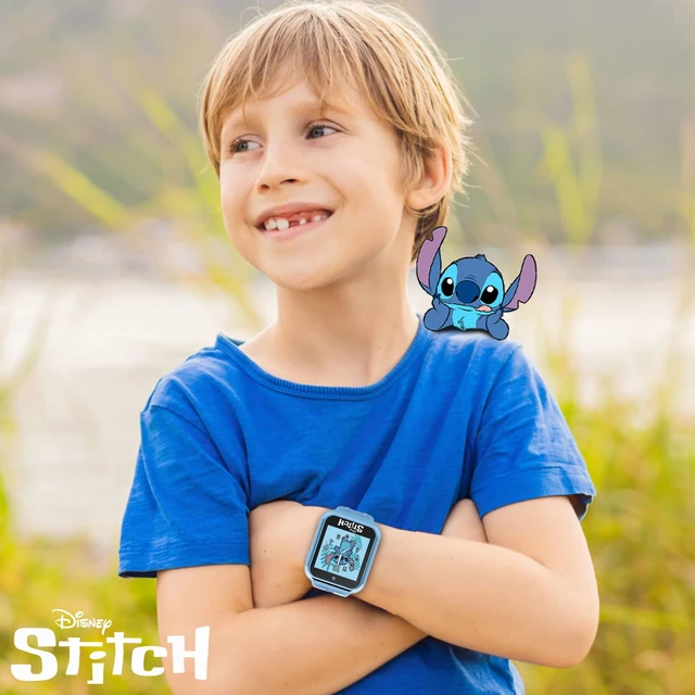 Alt view image 3 of 7 - Disney Stitch Kids Smart Watch with 10 Customizable Faces, Camera, Voice Recorder, Calculator, and Step Counter Touchscreen Interactive Watch for Kids Blue Silicone Strap