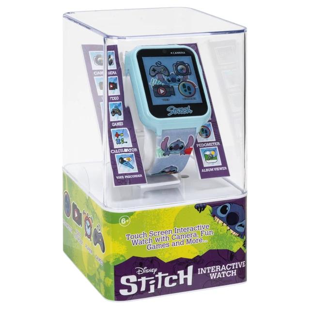 Alt view image 7 of 7 - Disney Stitch Kids Smart Watch with 10 Customizable Faces, Camera, Voice Recorder, Calculator, and Step Counter Touchscreen Interactive Watch for Kids Blue Silicone Strap