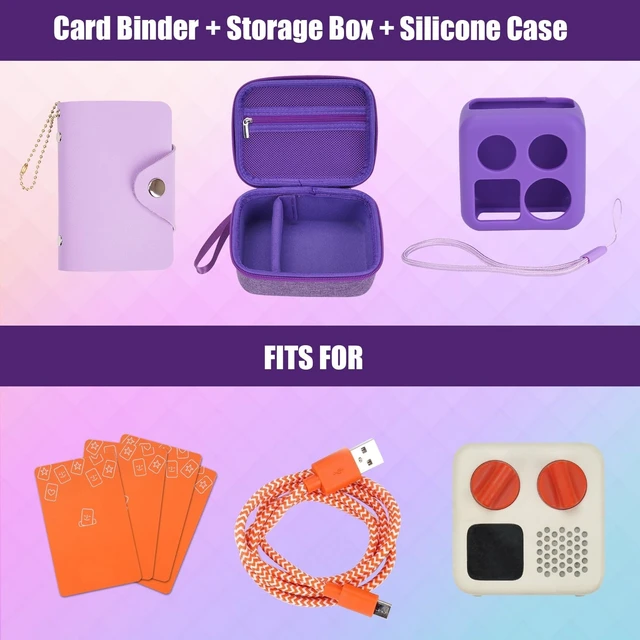 Alt view image 2 of 7 - Hard Case and Silicone Cover for Yoto Mini Player, Kids Audio Music Accessory with Card Case Holder for up to 10 Cards (Purple)