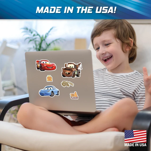 Alt view image 7 of 7 - Disney Pixar Cars Decals - Set of 16 Lightning McQueen, Tow Mater, Sally Carrera, Sheriff Vinyl Stickers for Car Laptop Computer Kids Water Bottle Outdoor Waterproof