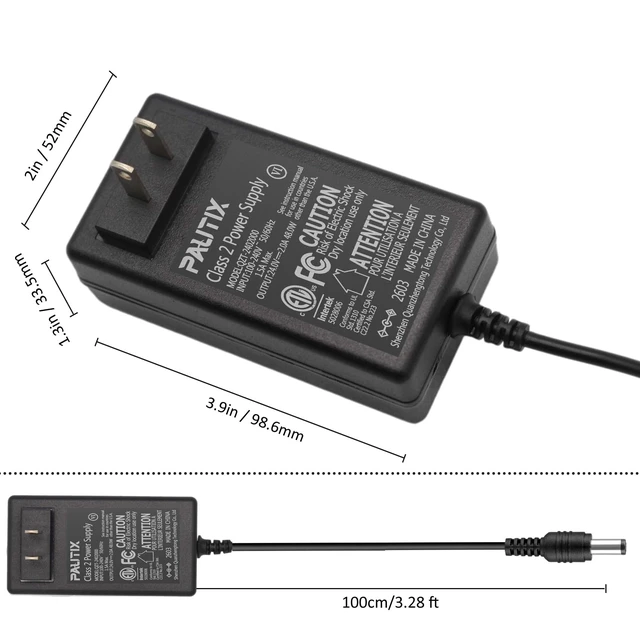 Alt view image 2 of 5 - 24V DC Power Supply Adapter 24Volt 2A 48W Low Voltage LED Driver Transformer with 5.5 x 2.1mm US Plug for LED Strip,CCTV Camera,COB LED Lighting,Suit 1.5A 1A 0.5A Device Power Source