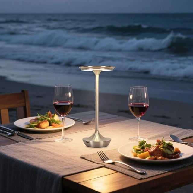 Alt view image 2 of 7 - Cordless Table Lamp Rechargeable, 6000mAh Battery Operated LED Table Lights Outdoor Portable Touch Dimmable Table Lamp for Bedroom Patio Cofee Restaurant Dining Home Set of 2-Silver