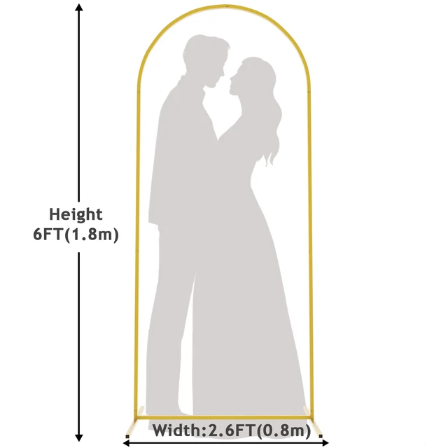 Alt view image 2 of 6 - Arch Backdrop Stand, 6ft, Metal Wedding Arch Stand, Gold Arched Background Frame for Birthday Party, Baby Shower, Graduation, Photography Decoration