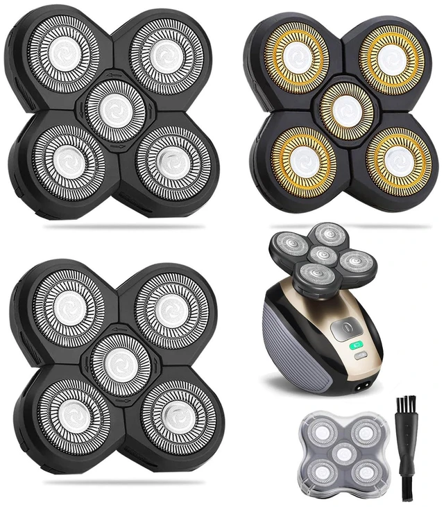 Main image of Universal 3 PCS 5 Blades Head Shaver Replacement Heads for Mainstream Shaver Brands, Eelectric Shaver Replacement Replacement Blades (1 Gold + 2 Silver)