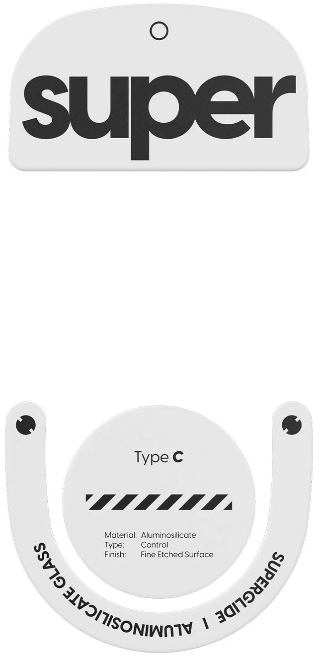 Main image of Superglide Type-C Skates for GPro X Superlight 2, White Micro-Textured Control Surface, Smooth Glide, Precise Stopping Control, Durable Aluminosilicate Glass, Rounded Edges