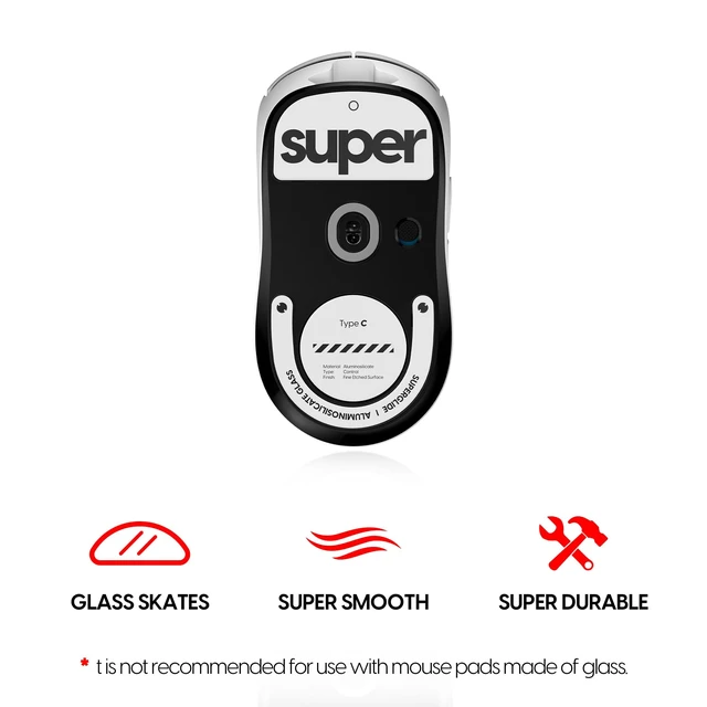 Alt view image 2 of 5 - Superglide Type-C Skates for GPro X Superlight 2, White Micro-Textured Control Surface, Smooth Glide, Precise Stopping Control, Durable Aluminosilicate Glass, Rounded Edges