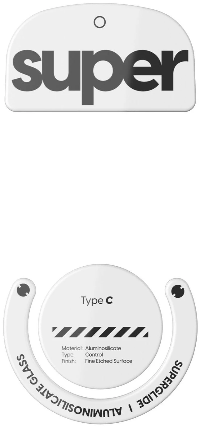 Main image of Superglide Type-C Skates for GPro X Superlight 1, White Micro-Textured Control Surface, Smooth Glide, Precise Stopping Control, Durable Aluminosilicate Glass, Rounded Edges