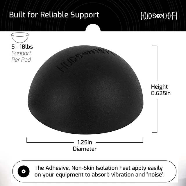 Alt view image 6 of 7 - Speaker Isolation Feet (4-Pack, 1") Adhesive Silicone Anti-Vibration Pads for Speakers, Turntables, Subwoofers & Amplifiers, Supports 5-18 lbs Per Pad