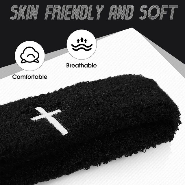 Alt view image 4 of 7 - Cross Bicep & Wrist Bands Absorbent Sweatband Set Christian, Breathable Soft Cotton, Wristbands Armbands for Football Baseball Players Sports Accessories, Men and Women