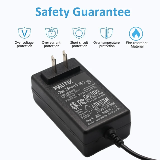 Alt view image 3 of 5 - 24V DC Power Supply Adapter 24Volt 2A 48W Low Voltage LED Driver Transformer with 5.5 x 2.1mm US Plug for LED Strip,CCTV Camera,COB LED Lighting,Suit 1.5A 1A 0.5A Device Power Source
