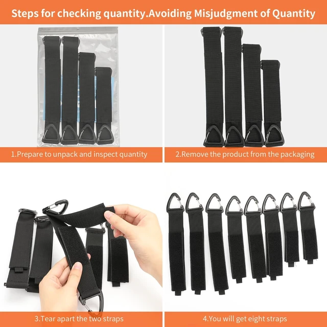 Alt view image 5 of 7 - Extension Cord Storage, Electrical Cord Organizer, Cable Clip 8PCS Assorted Sizes, Heavy Duty Ties, Cord Straps with Carabiner, Indoor and Outdoor, For Garage, House, Yard, Storage, Workshop