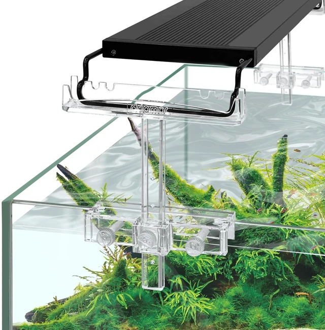 Main image of Aquarium Light Riser Adjustable, Clear Acrylic Fish Tank LED Light Stand Aquarium Lamp Holder Bracket Kit 2pcs Transparent Support for Width 2.5-4.4 Inches Light with Extendable Bracket