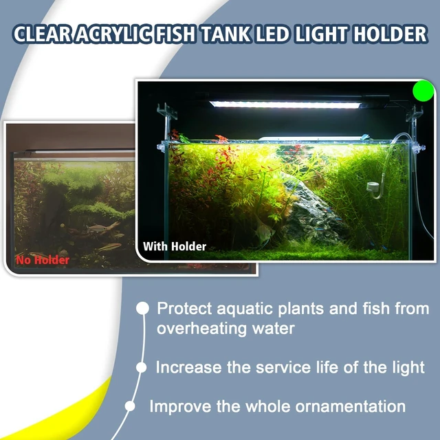Alt view image 3 of 6 - Aquarium Light Riser Adjustable, Clear Acrylic Fish Tank LED Light Stand Aquarium Lamp Holder Bracket Kit 2pcs Transparent Support for Width 2.5-4.4 Inches Light with Extendable Bracket
