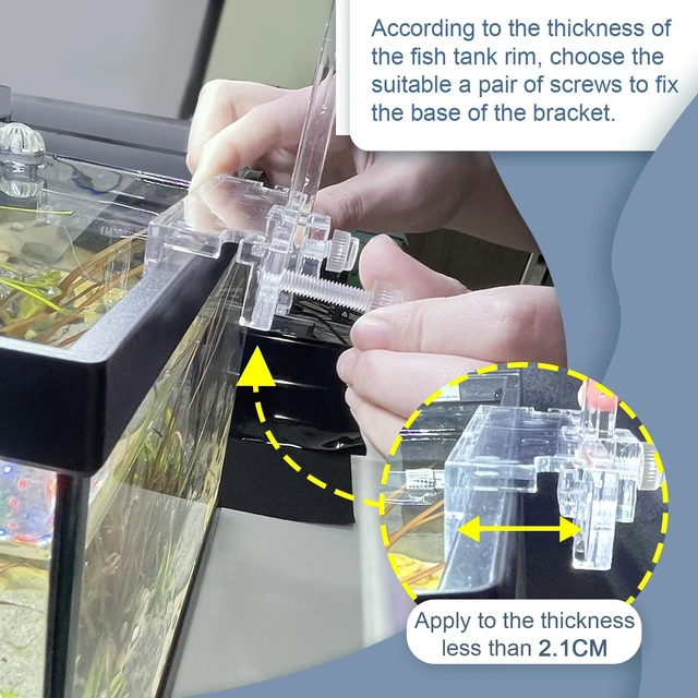 Alt view image 5 of 6 - Aquarium Light Riser Adjustable, Clear Acrylic Fish Tank LED Light Stand Aquarium Lamp Holder Bracket Kit 2pcs Transparent Support for Width 2.5-4.4 Inches Light with Extendable Bracket