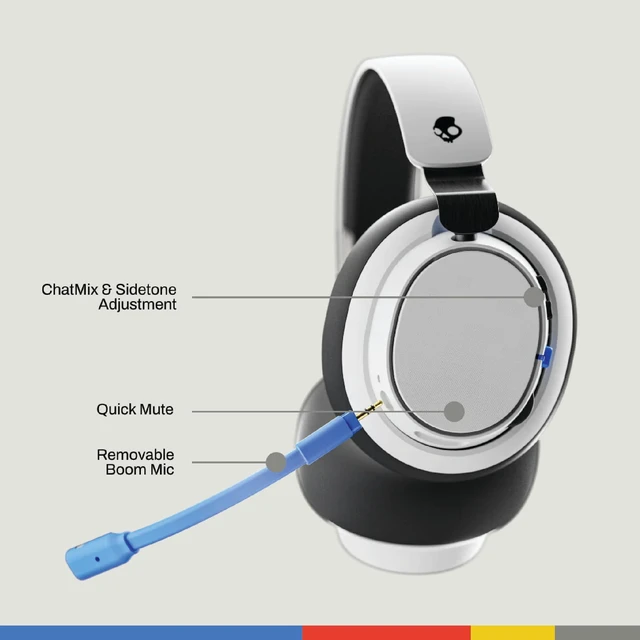 Alt view image 2 of 6 - SLYR Pro Wireless Multi-Platform Gaming Headset - White/Blue Bluetooth Headphones, 24 Hours Battery, PC, PlayStation, Nintendo Switch, 2.4GHz Low Latency Wireless Transmitter Included