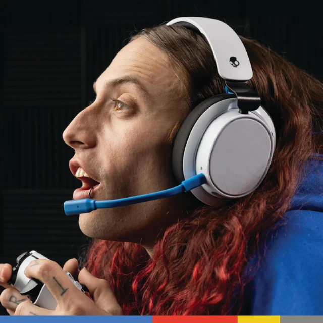 Alt view image 5 of 6 - SLYR Pro Wireless Multi-Platform Gaming Headset - White/Blue Bluetooth Headphones, 24 Hours Battery, PC, PlayStation, Nintendo Switch, 2.4GHz Low Latency Wireless Transmitter Included
