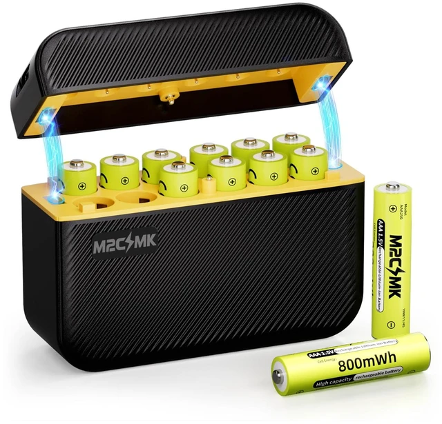 Main image of 12 Pack Rechargeable AAA Lithium Batteries with USB-C Charger 12-Slot LCD Smart Case, 1.5V Constant Voltage, for Remote Control, Wireless Mouse, Household Electronic Devices