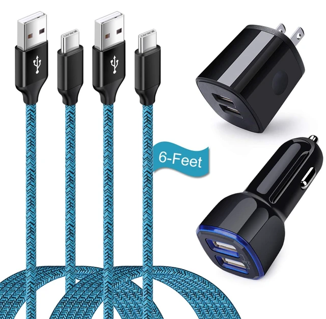 Main image of Samsung S25 Android Dual USB Car Charger, Wall Plug with Type C Charge Cable Fast Charging Cord for Samsung Galaxy A36/A56/A16 5G/S25 Ultra/S25 Plus/S24FE/S24 Ultra/S23FE/A50/A20/A15/A17/A55, 2 Pack