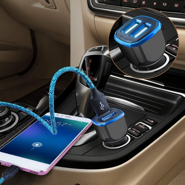 Alt view image 6 of 7 - Samsung S25 Android Dual USB Car Charger, Wall Plug with Type C Charge Cable Fast Charging Cord for Samsung Galaxy A36/A56/A16 5G/S25 Ultra/S25 Plus/S24FE/S24 Ultra/S23FE/A50/A20/A15/A17/A55, 2 Pack