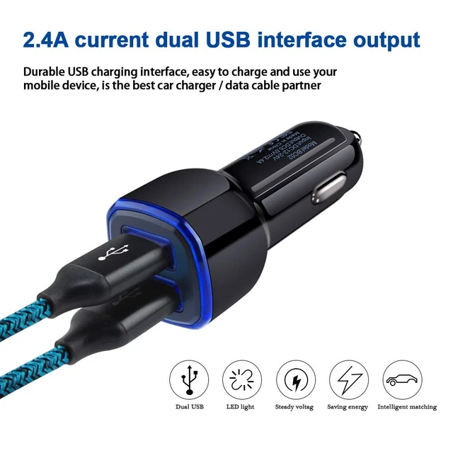 Alt view image 3 of 7 - Samsung S25 Android Dual USB Car Charger, Wall Plug with Type C Charge Cable Fast Charging Cord for Samsung Galaxy A36/A56/A16 5G/S25 Ultra/S25 Plus/S24FE/S24 Ultra/S23FE/A50/A20/A15/A17/A55, 2 Pack