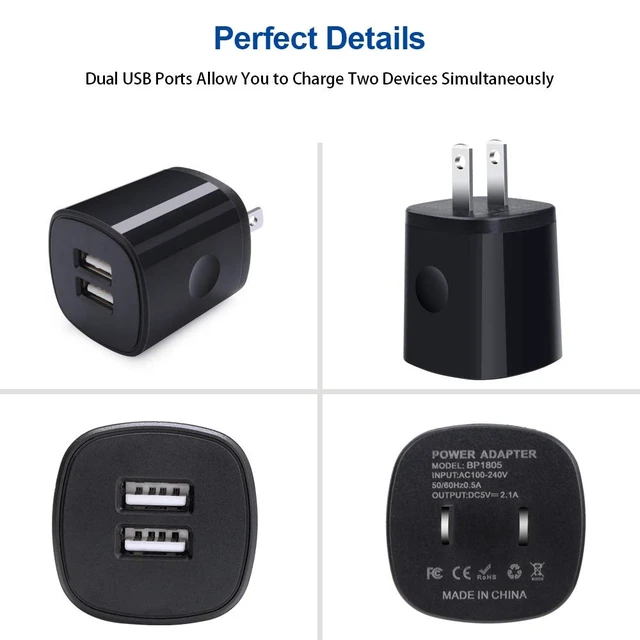 Alt view image 5 of 7 - Samsung S25 Android Dual USB Car Charger, Wall Plug with Type C Charge Cable Fast Charging Cord for Samsung Galaxy A36/A56/A16 5G/S25 Ultra/S25 Plus/S24FE/S24 Ultra/S23FE/A50/A20/A15/A17/A55, 2 Pack
