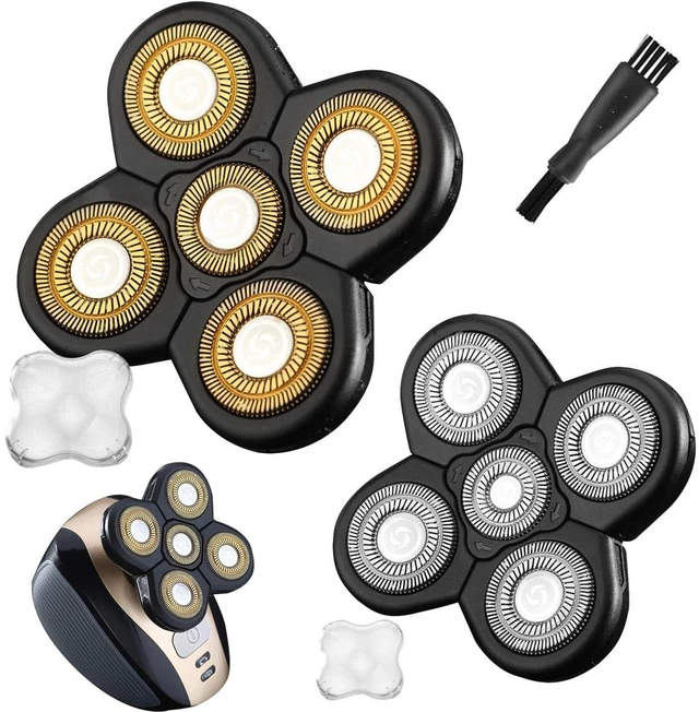 Main image of Universal 2 PCS 5 Blades Head Shaver Replacement Heads for Mainstream Shaver Brands, Eelectric Shaver Replacement Replacement Blades (5D Black + Gold)