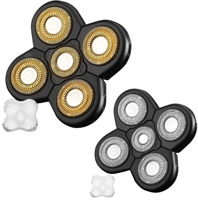 Alt view image 6 of 6 - Universal 2 PCS 5 Blades Head Shaver Replacement Heads for Mainstream Shaver Brands, Eelectric Shaver Replacement Replacement Blades (5D Black + Gold)