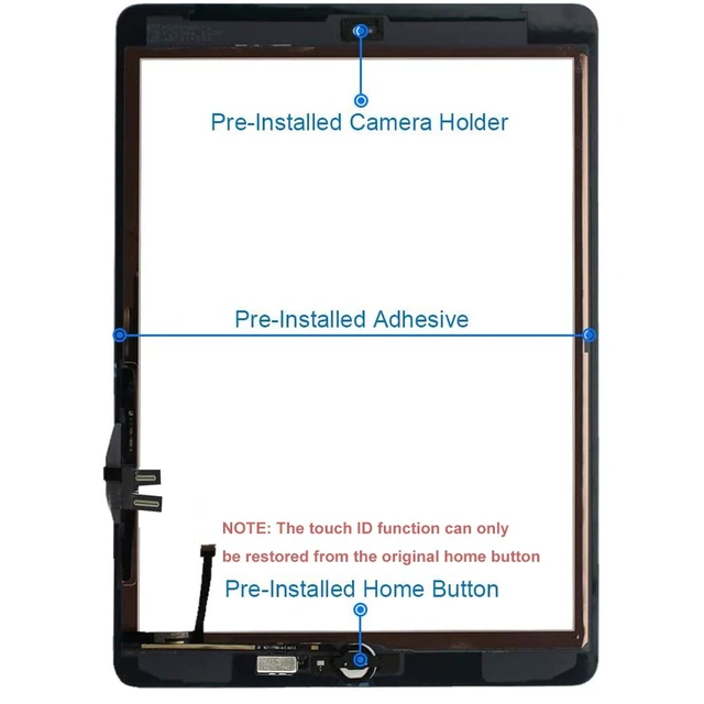 Alt view image 3 of 5 - for iPad 9 (9th Gen 2021) A2602 A2603 A2604 A2605 Screen Replacement Glass Touch Digitizer Repair Kit with Home Button & Tools - Only for iPad 9 9th Generation