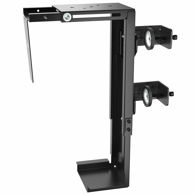 Main image of Black Clamp-on Desk Leg PC Mount, MOUNT-PC01C 3.5-7.8 in Wide Adjustable Computer Mount, Under Desk CPU Case Machine Holder with Tool-Free Installation, Holds 22 lbs