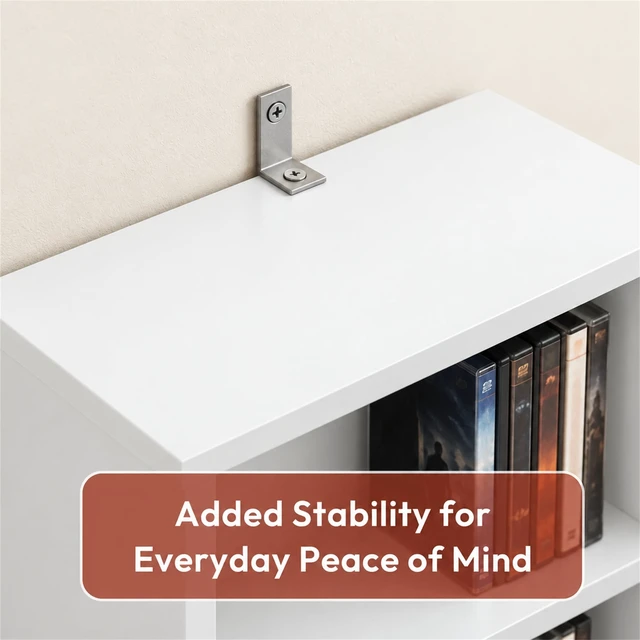 Alt view image 7 of 7 - 9-Shelf Tall Narrow CD Rack, DVD Storage Cabinets with Adjustable Shelves, Easy Assembly DVD Shelf, Media Shelf for CD Blueray Game Disc, for Home Office, Living Room, White
